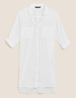 M&S Womens Pure Cotton Shirt Beach Dress