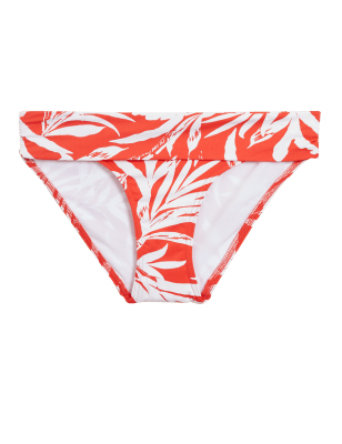 

Womens M&S Collection Bauchkaschierende Bikinihose mit Blattmuster - Red Mix, Red Mix