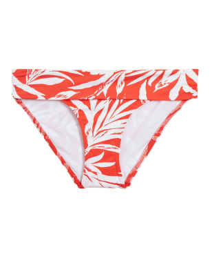 

Womens M&S Collection Tummy Control Leaf Print Bikini Bottoms - Red Mix, Red Mix