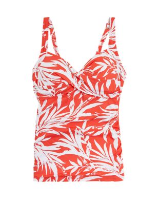 

Womens M&S Collection Tummy Control Printed Plunge Tankini Top - Red Mix, Red Mix