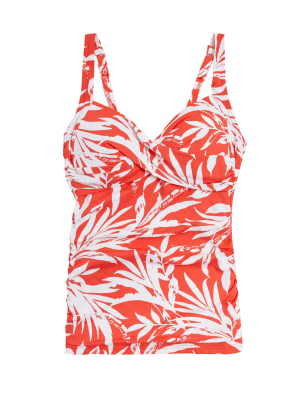 

Womens M&S Collection Tummy Control Printed Plunge Tankini Top - Red Mix, Red Mix