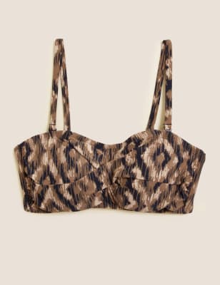 

Womens M&S Collection Printed Padded Bandeau Bikini Top - Black Mix, Black Mix