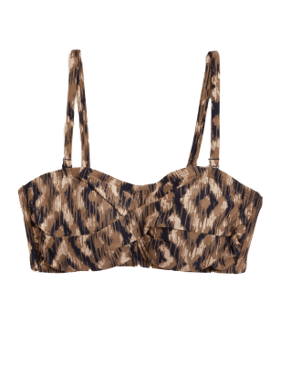 

Womens M&S Collection Printed Padded Bandeau Bikini Top - Black Mix, Black Mix