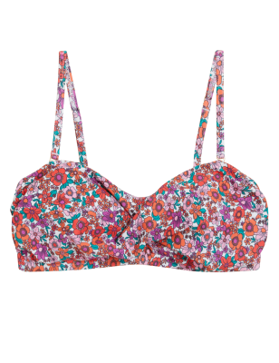 

Womens M&S Collection Printed Padded Bandeau Bikini Top - Multi, Multi