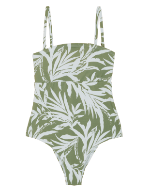 

M&S Collection Bañador estilo bandeau con relleno y estampado de hojasWomens - Bright Sage, Bright Sage