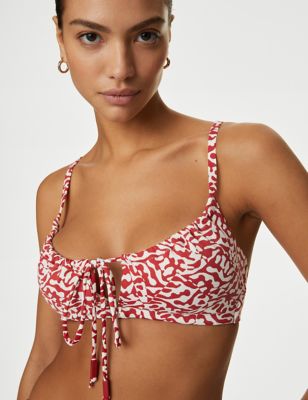 

Womens M&S Collection Floral Padded Bandeau Bikini Top - Dark Red Mix, Dark Red Mix