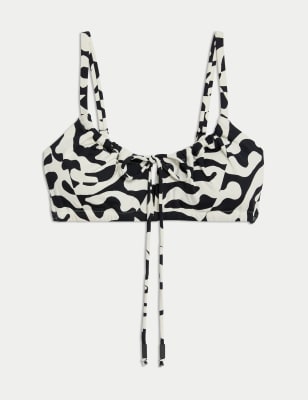 

Womens M&S Collection Floral Padded Bandeau Bikini Top - Black Mix, Black Mix