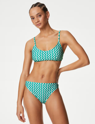 

Womens M&S Collection Bikinihose mit hoch ausgeschnittenem Bein und Muster - Light Green Mix, Light Green Mix