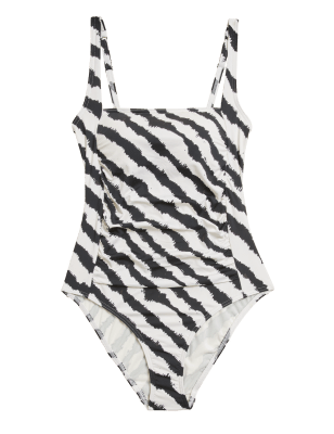 

Womens M&S Collection Tummy Control Monochrome Swimsuit - Black Mix, Black Mix