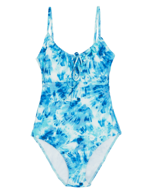 

Womens M&S Collection Tie Dye Padded Scoop Neck Swimsuit - Blue Mix, Blue Mix