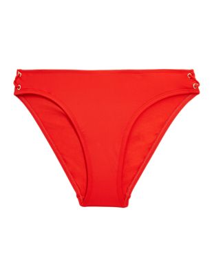 Womens M&S Collection High Leg Bikini Bottoms - Red, Red