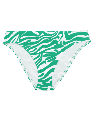 

Womens M&S Collection Animal Print High Leg Bikini Bottoms - Green Mix, Green Mix