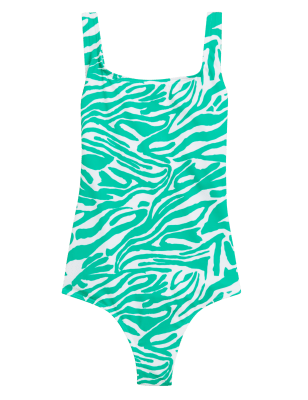

M&S Collection Bañador con escote abierto y estampado animalWomens - Green Mix, Green Mix