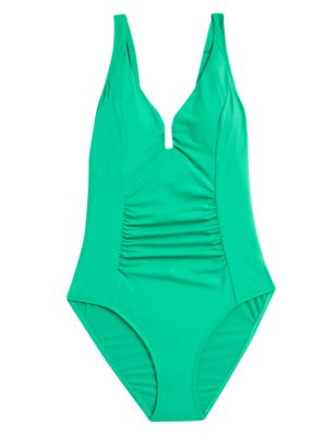 

Womens M&S Collection Tummy Control Padded Ruched Plunge Swimsuit - Spearmint, Spearmint