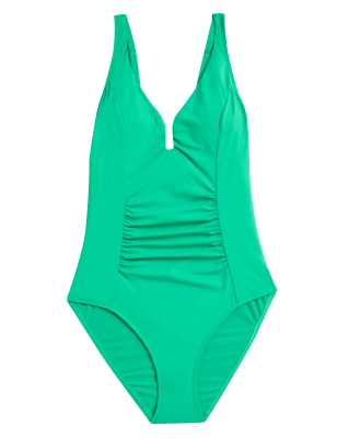 

Womens M&S Collection Tummy Control Padded Ruched Plunge Swimsuit - Spearmint, Spearmint