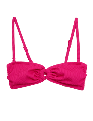 

Womens M&S Collection Ribbed Ring Detail Bandeau Bikini Top - Fuchsia, Fuchsia