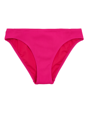 

Womens M&S Collection Ribbed High Leg Bikini Bottoms - Fuchsia, Fuchsia