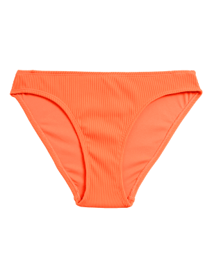 

Womens M&S Collection Ribbed High Leg Bikini Bottoms - Bright Orange, Bright Orange