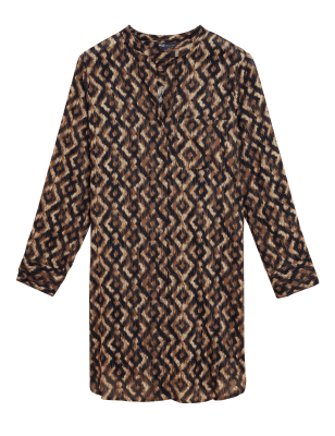 

Womens M&S Collection Pure Cotton Printed Beach Cover Up Shirt - Black Mix, Black Mix