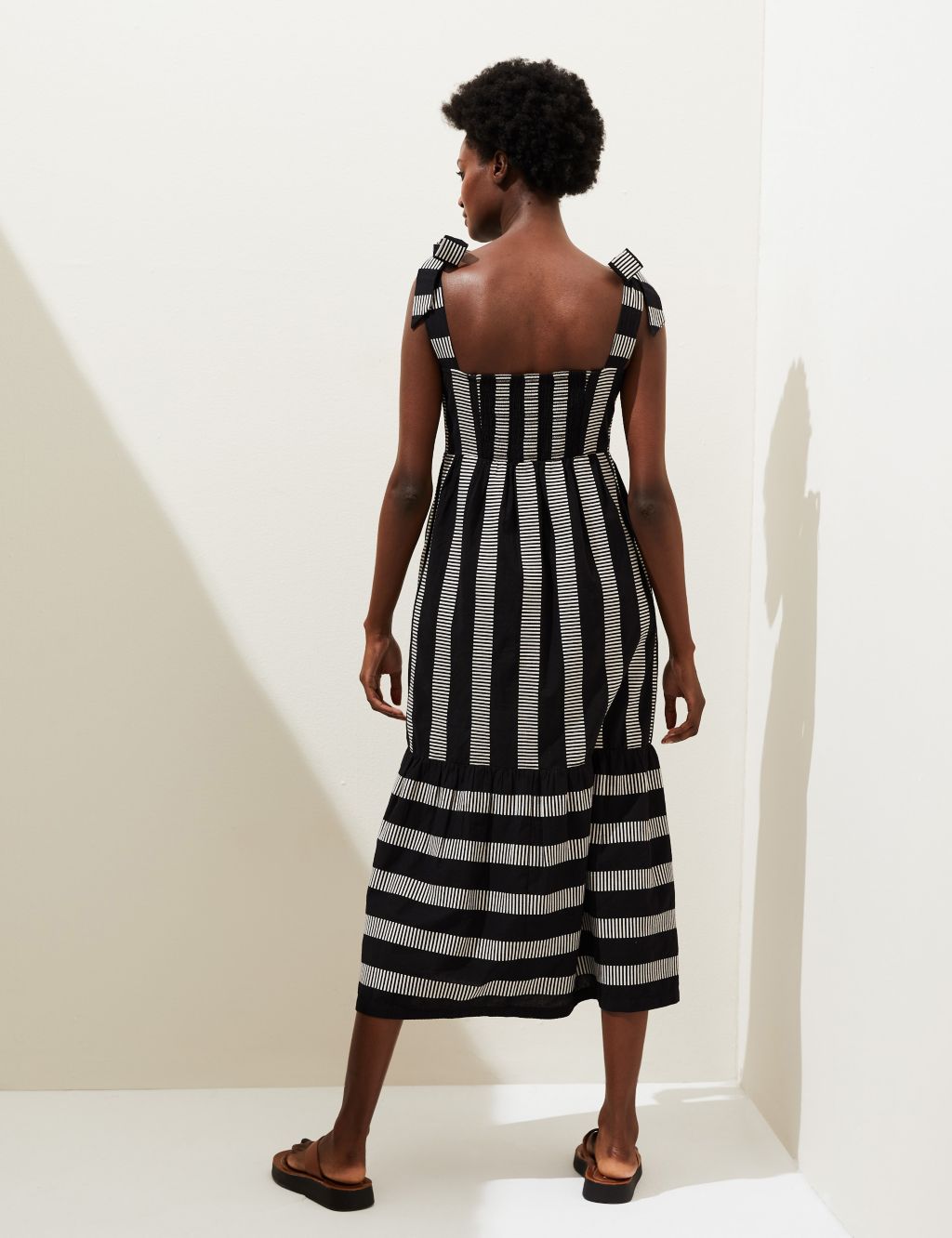 Cotton Rich Striped Midaxi Tiered Dress image 4