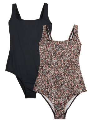 

Womens M&S Collection 2pk Scoop Neck Swimsuits - Black Mix, Black Mix