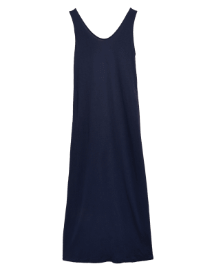 

M&S Collection Vestido playero a media pierna de escote en pico de puntoWomens - Navy, Navy