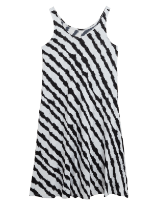 

Womens M&S Collection Jersey Printed Mini Swing Beach Dress - Black Mix, Black Mix