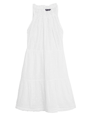 

M&S Collection Minivestido playero 100% algodón con cuello altoWomens - White, White
