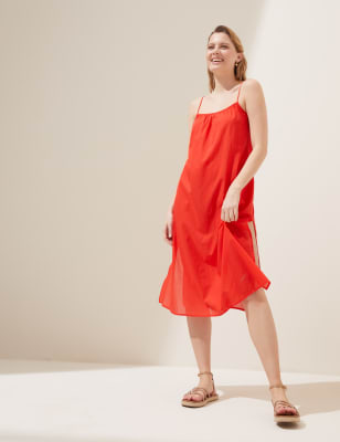 Cotton midi slip outlet dress