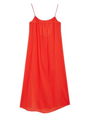 Womens M&S Collection Pure Cotton Midi Slip Dress - Red