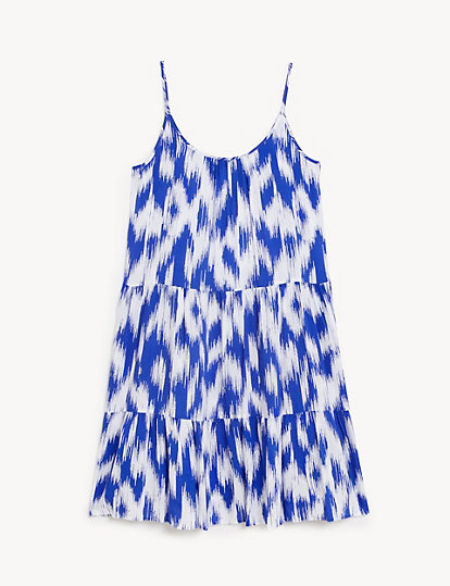 Printed Mini Swing Beach Dress