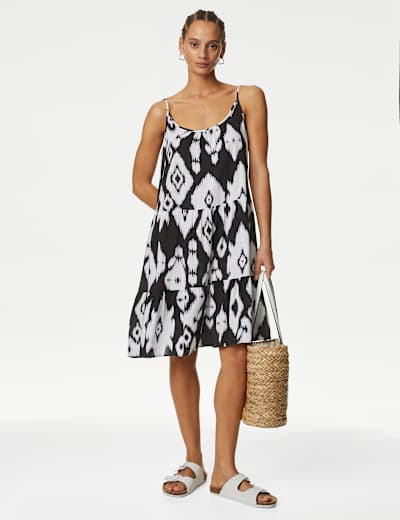 Printed Mini Swing Beach Dress
