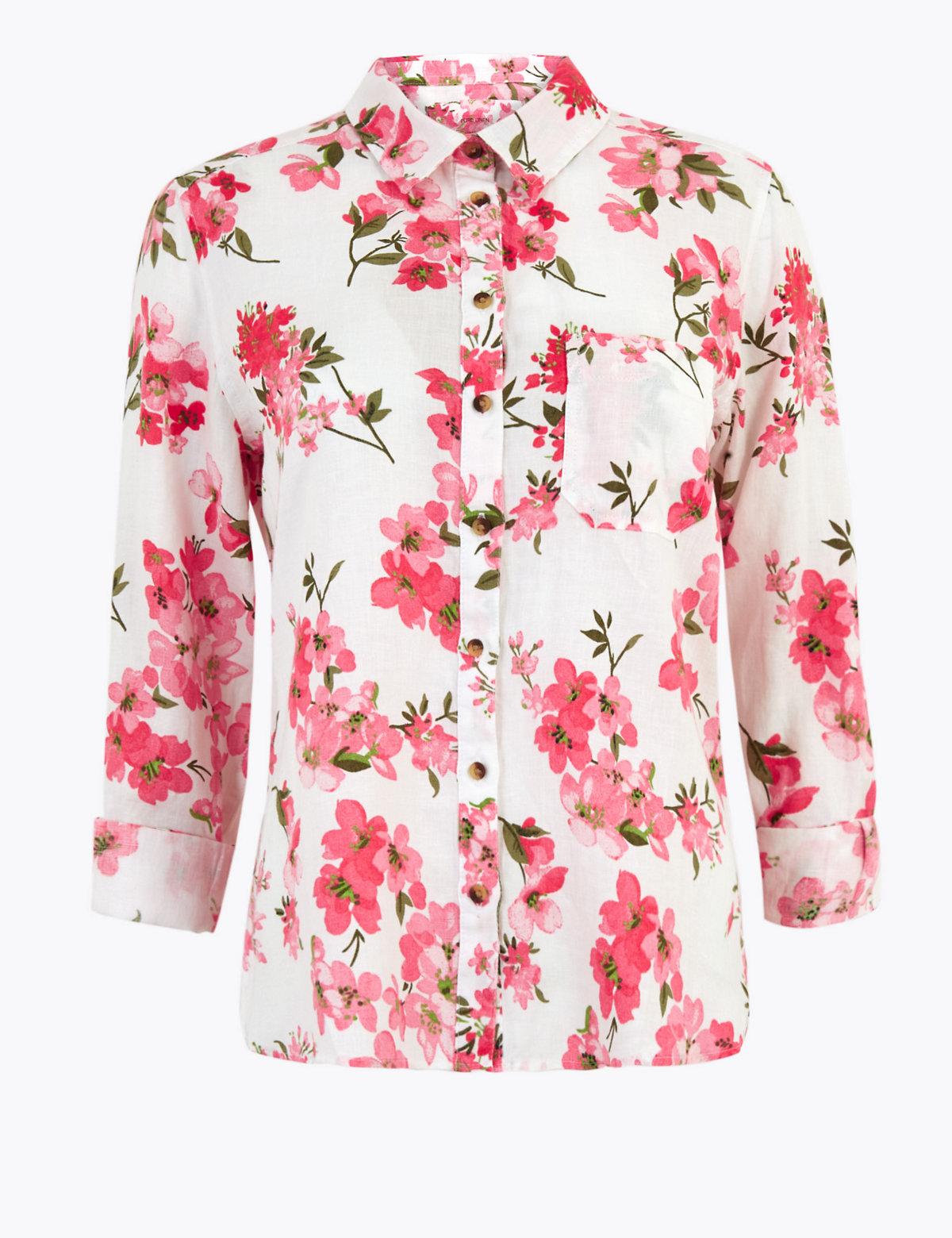Pure Linen Floral Long Sleeve Shirt
