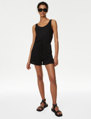 

Womens M&S Collection Jersey Drawstring Playsuit - Black, Black