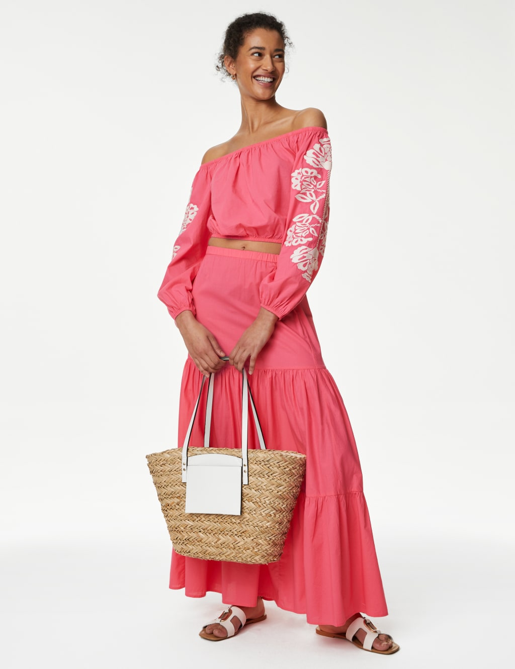 Pure Cotton Midaxi Tiered Beach Skirt image 1