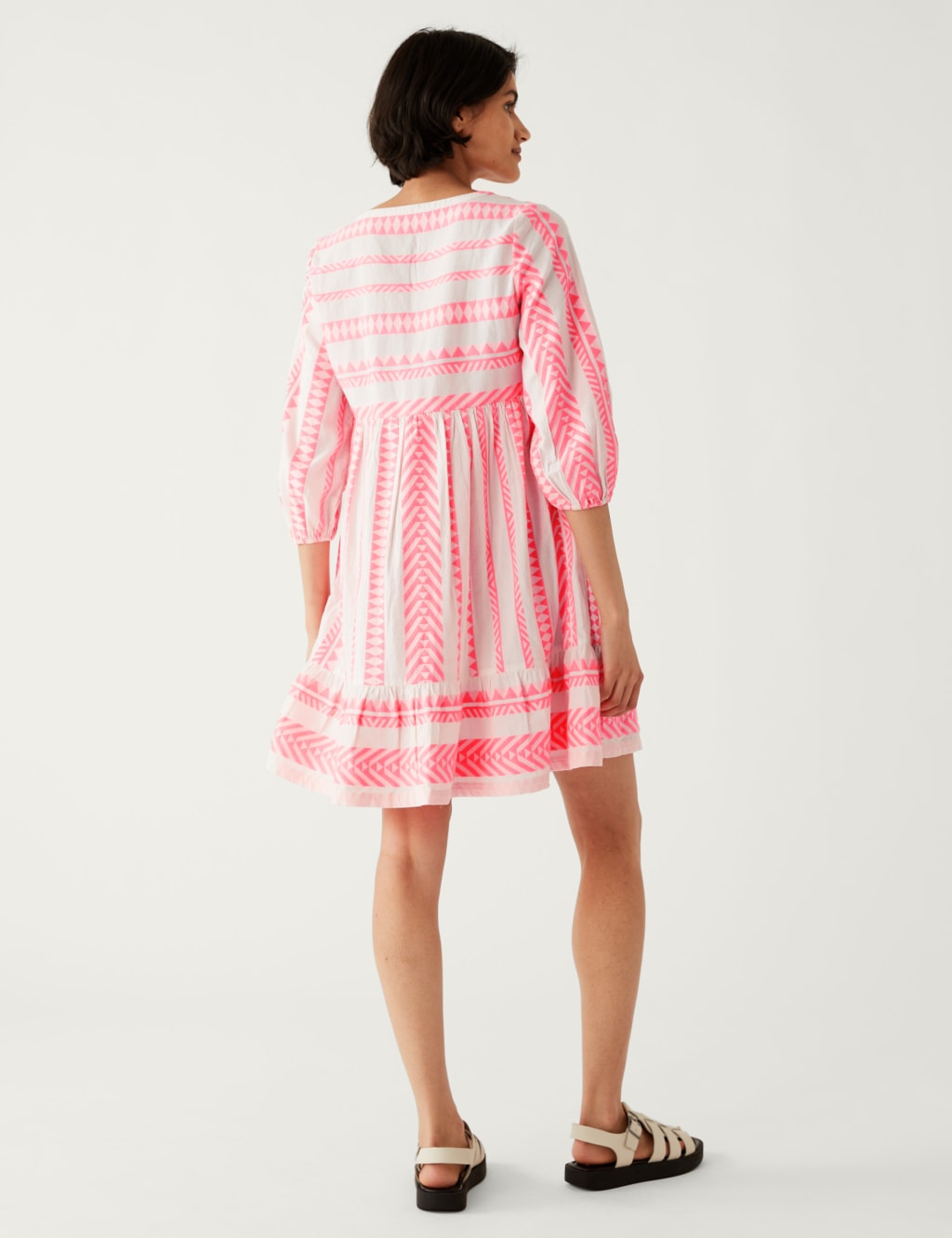 Cotton Rich Jacquard Mini Smock Beach Dress image 3