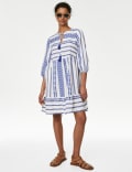 Cotton Rich Jacquard Mini Smock Beach Dress