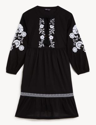 Pure Cotton V-Neck Mini Tiered Dress | M&S Collection | M&S