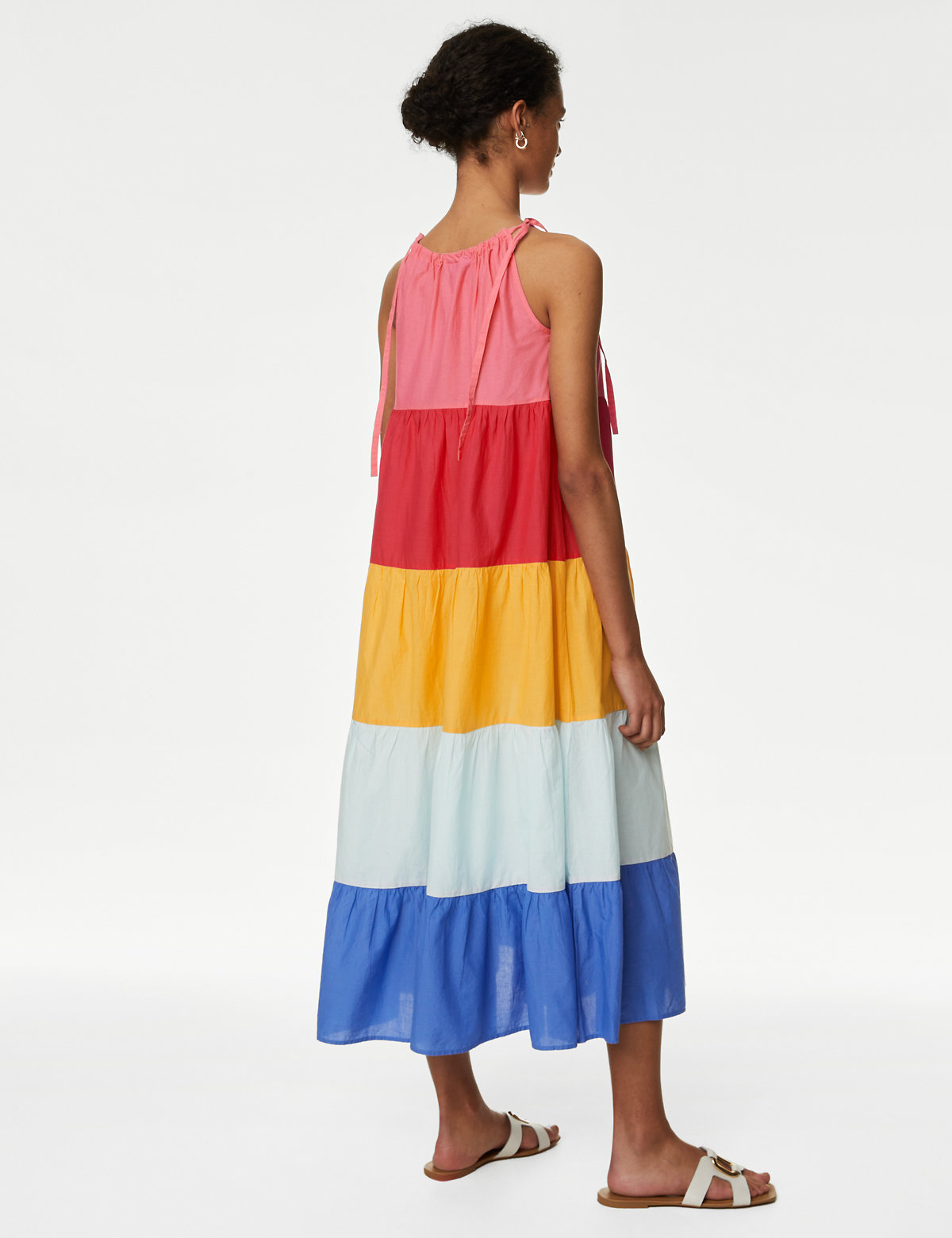Pure Cotton Colour Block Midaxi Beach Dress