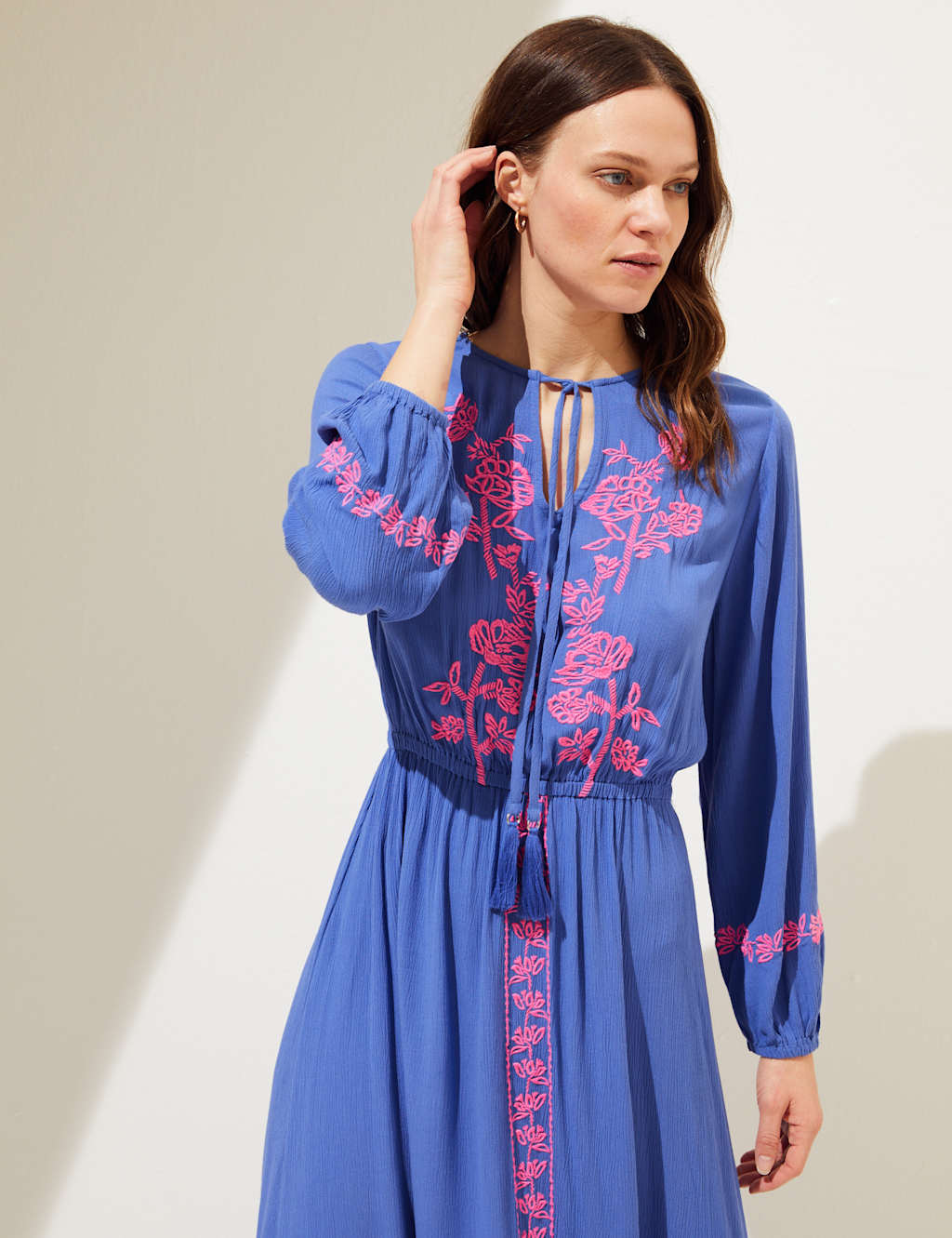 Embroidered V-Neck Maxi Beach Dress image 2