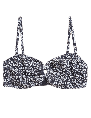 

M&S Collection Parte de arriba de bikini bandeau estampada con detalle de anillosWomens - Black Mix, Black Mix
