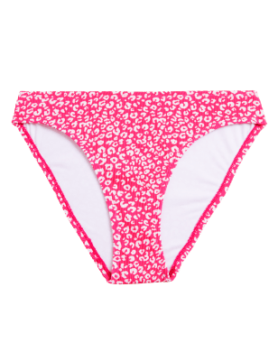 

Womens M&S Collection Printed Ribbed High Leg Bikini Bottoms - Fuchsia Mix, Fuchsia Mix