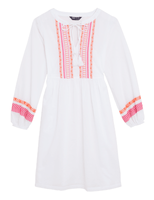 

M&S Collection Minivestido playero 100% algodón con bordadoWomens - Orange Mix, Orange Mix