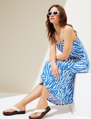 Tie Dye Scoop Neck Maxi Slip Dress