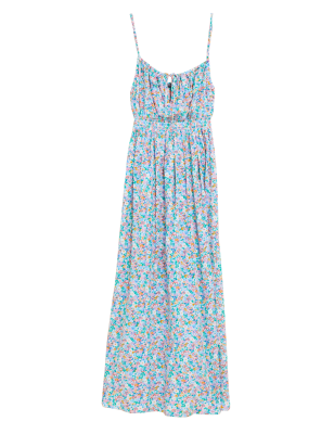 

Womens M&S Collection Midi-Stufenkleid für den Strand mit Bindedetail vorn und Blumenmuster - Multi, Multi