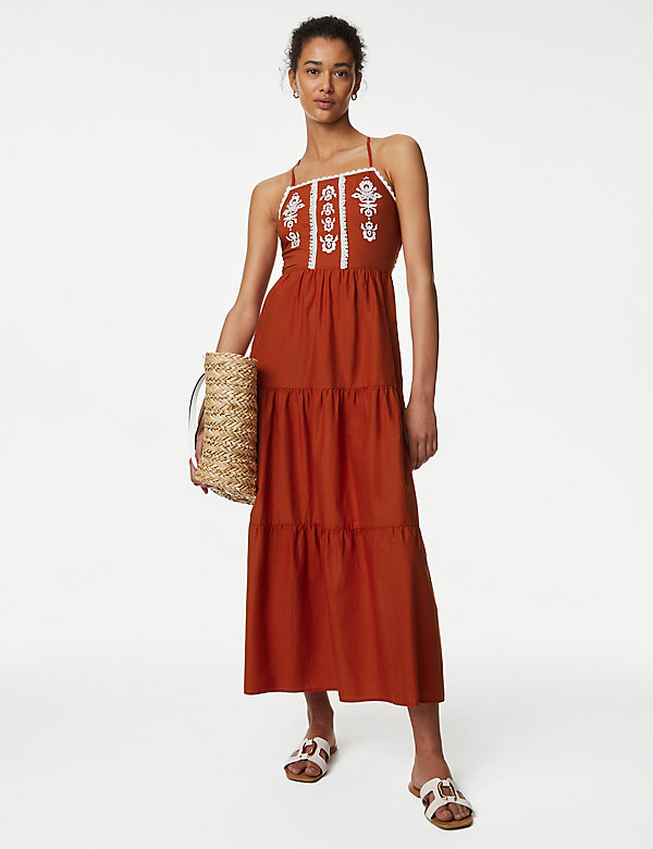 Pure Cotton Embroidered Midaxi Beach Dress - ID