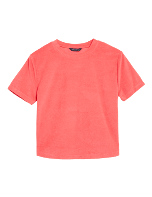 

Womens M&S Collection Strand-T-Shirt aus Frottee mit hohem Baumwollanteil - Flamingo, Flamingo