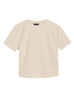 

Womens M&S Collection Cotton Rich Towelling Beach T-Shirt - Sand, Sand