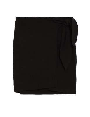 

M&S Collection Minifalda playera cruzada con linoWomens - Black, Black