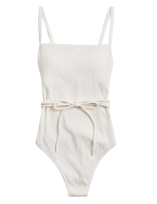 

M&S Collection Bañador acanalado con escote cuadrado y rellenoWomens - Cream, Cream